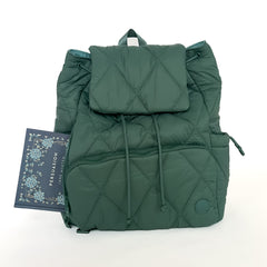 The Bookish Backpack in green on a blank backgorund
