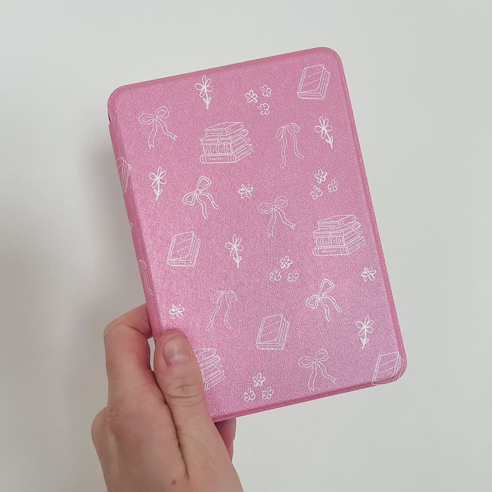 Bows, Books & Flowers Kindle Case - Pink